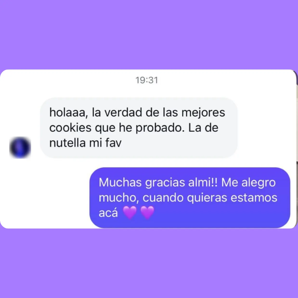 Cliente satisfecha con el ebook Crush Cookies