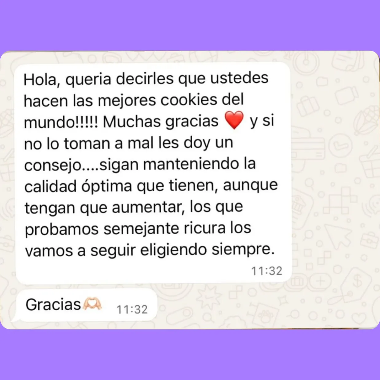 Cliente satisfecha con el ebook Crush Cookies