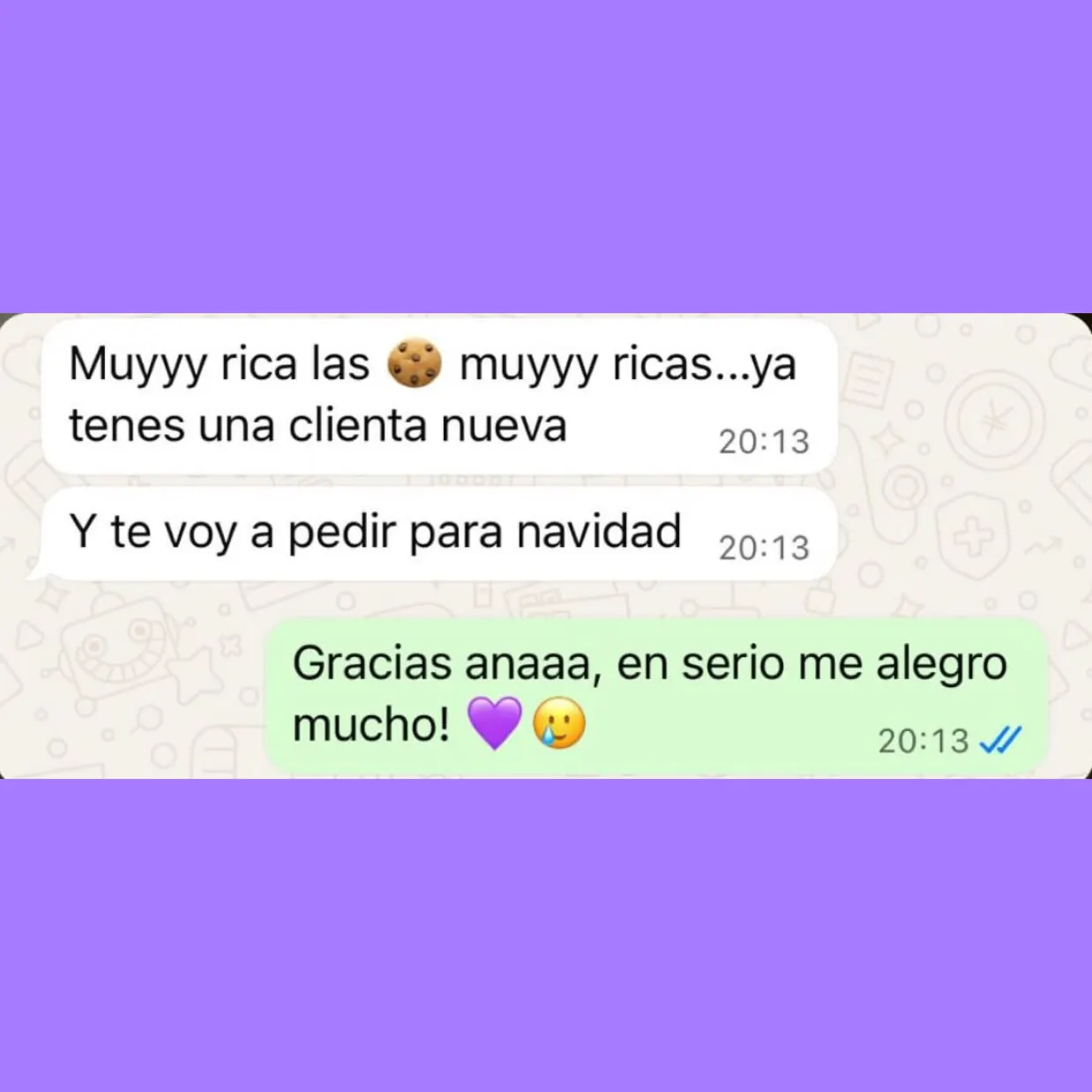 Cliente satisfecha con el ebook Crush Cookies